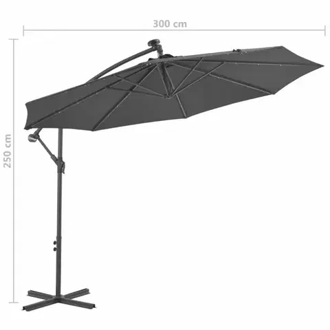 Konzolový slunečník s LED světly Ø 300 cm