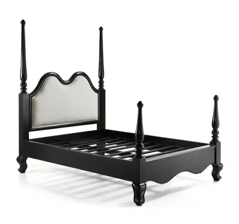 Estila Luxusní postel VINTAGE DARK s okrasnými sloupky 160cm