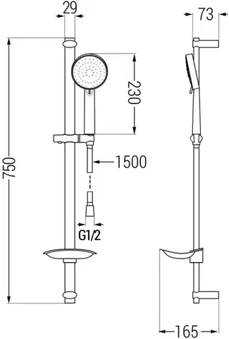 MEXEN/S DB75 posuvný sprchový set, chrom 785754584-02
