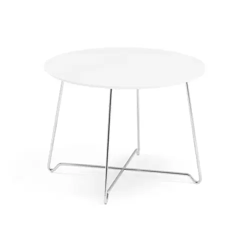 Konferenční stolek IRIS, Ø700 mm, chrom, bílá deska