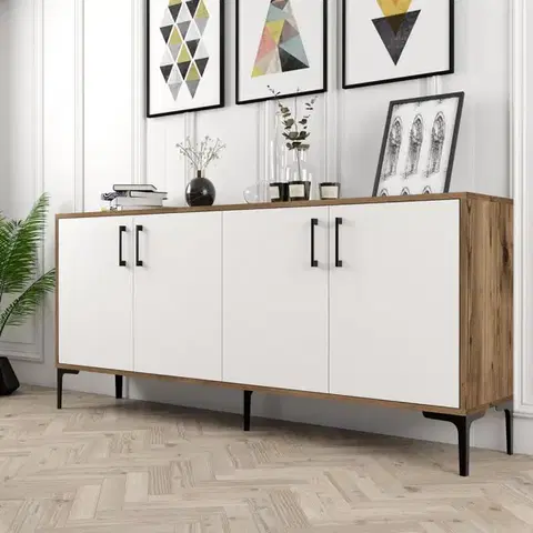Konzolový stolek Kiev - Walnut, White
