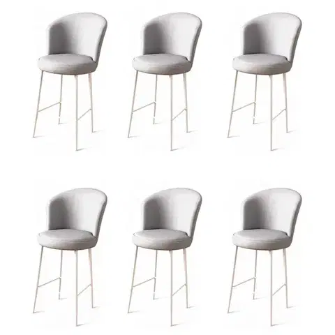 Bar Stool Set (6 Pieces) Uras - Grey, White