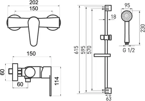 NOVASERVIS Koupelnová sada sprchová Titania Fresh, chrom 96061KIT,0