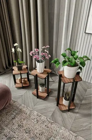 Stojan na květiny Flower Desk Square - Walnut