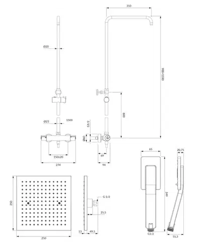 OMNIRES UNI termostatický sprchový sloup chrom /CR/ SYSY11/N/6CR