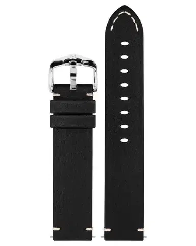 Řemínek Hirsch Ranger - černý - 24 mm - L – Standardní délka - 24 mm - Stříbrná