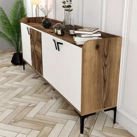 Konzolový stolek Venedik - Walnut, White