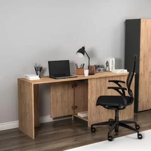 Psací stůl Akser - Atlantic Pine, Anthracite