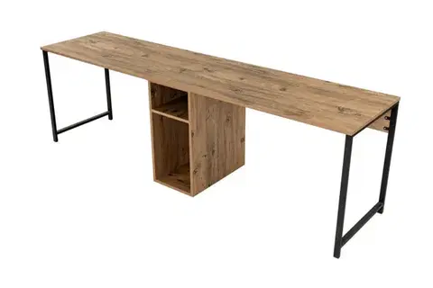 Psací stůl Twin Study Desk - Atlantic Pine, Black