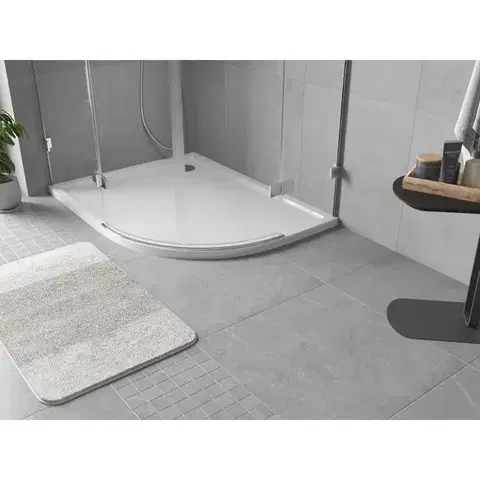 MEXEN Flow Sprchová vanička čtvrtkruh asymetrická slim levá 100 x 80, bílá lesk 46Q108010L