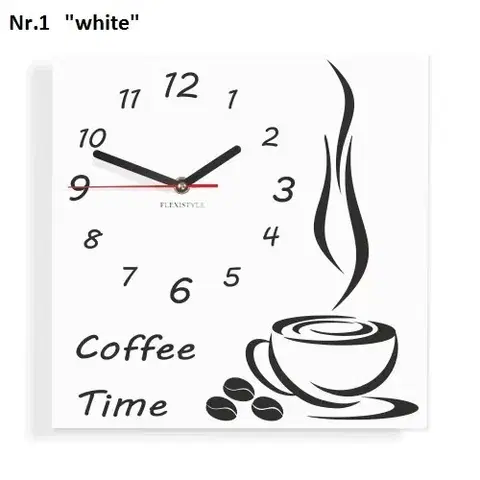Kuchyňské nástěnné hodiny Coffee Time Bílá