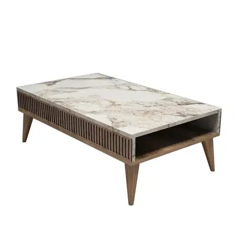 Konferenční stolek Milan - Walnut, White Marble