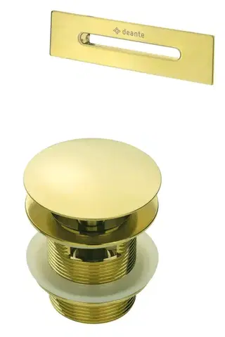 Zátka do vany s přepadem click-clack kulatý Deante kartáčované zlato