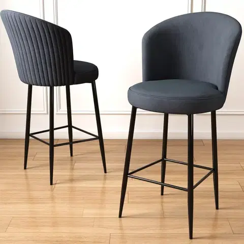 Bar Stool Set (2 Pieces) Alte - Anthracite, Black