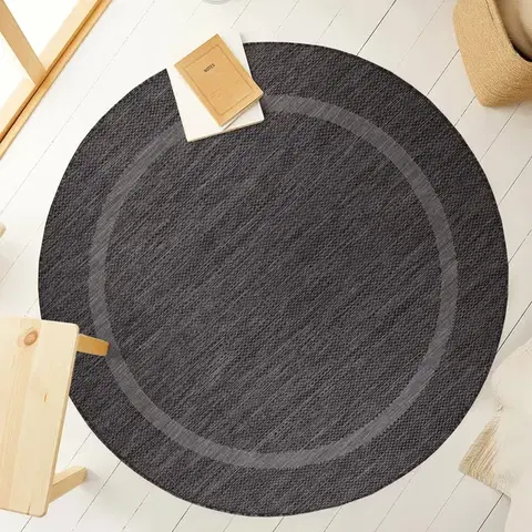 Ayyildiz, Kusový koberec Relax 4311 Black kruh, 120x120 (průměr) kruh, černá, chodba / předsíň