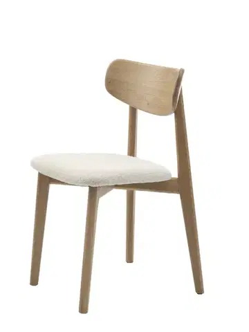 Estila Jídelní židle Signe, bílé buklé, světlý dub