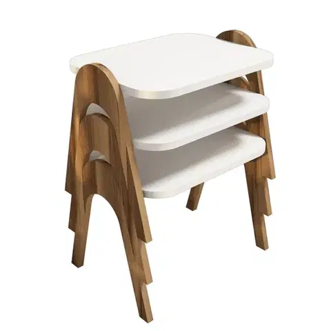 Sada odkládacích stolků (3 kusy) Paris - Walnut, White