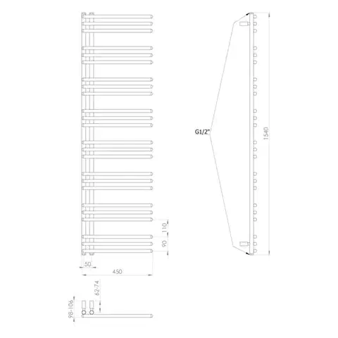 AQUALINE POSEIDON otopné těleso 450x1540, bílá PS415
