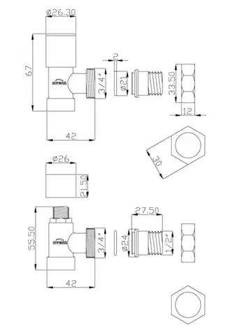 INVENA Sada rohových radiátorových ventilů,  bílá CZ-31-K15-S