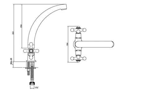 INVENA Umyvadlová/dřezová baterie ROMA, 20cm lux spout BU-23-00S-L