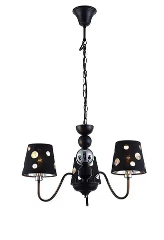 Černý lustrový závěsný lampa 3xE14 Batley Ledea