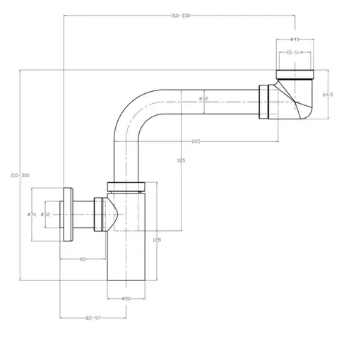 SAPHO Umyvadlový sifon šetřící místo, 5/4" odpad 32, kulatý, chrom SI511-EL