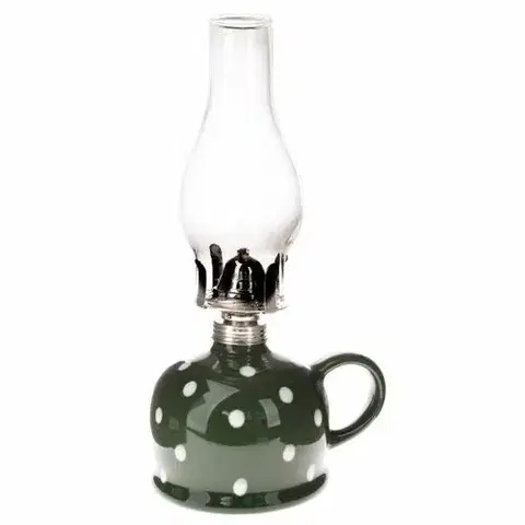Petrolejová lampa Puntík, 14,7 x 28 x 11 cm, zelená
