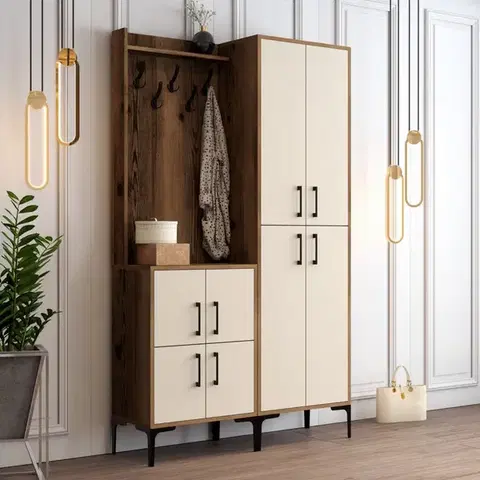 Předsíňová stěna Berlin BA - Walnut, Cream