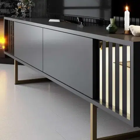 TV stolek Gold Line - Anthracite, Gold