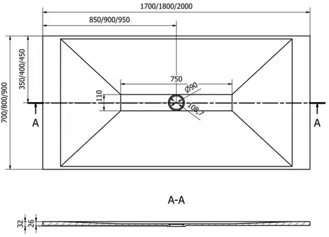 MEXEN Toro sprchová vanička obdélníková SMC 180x80, černá 43708018
