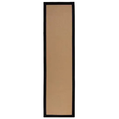 Flair Rugs, Běhoun Herringbone Border Kira Black, 60x230, béžová, chodba / předsíň