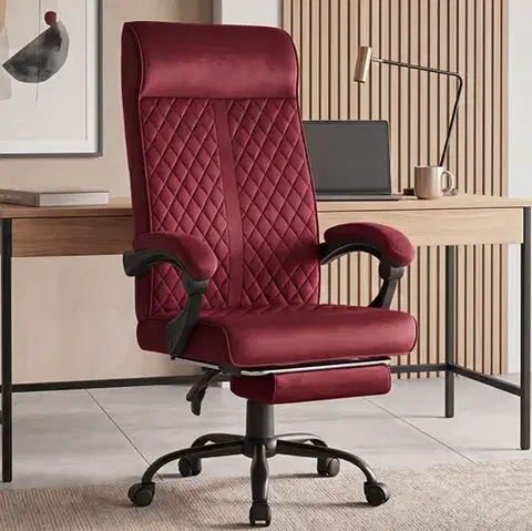 Ergonomická kancelářská židle HC-1030 s pružinovým sedákem a nosností 120 kg – vínová