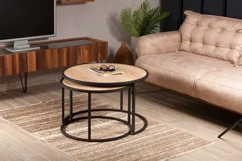 Sada odkládacích stolků (2 kusy) Tambur - Oak