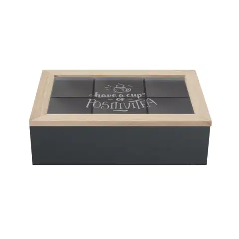 Excellent Houseware Organizér na čaj Kleo černý