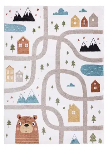 Dywany Łuszczów, Dětský kusový koberec Fun Polar cream, 80x150, vícebarevná, dětský pokoj