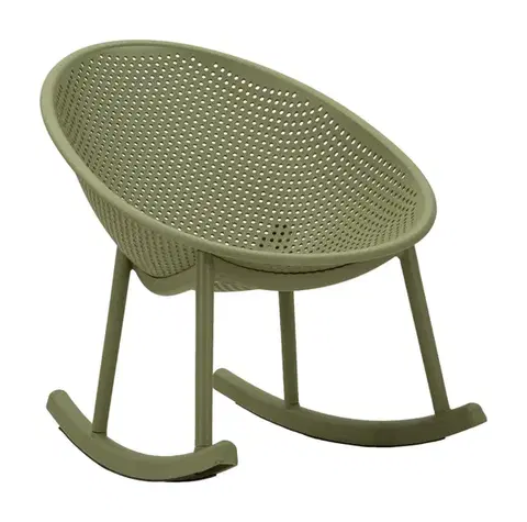 Estila Moderní zelené kulaté houpací křeslo Isola s kompaktním sedátkem a opěrkou s perforovaným designem 66 cm
