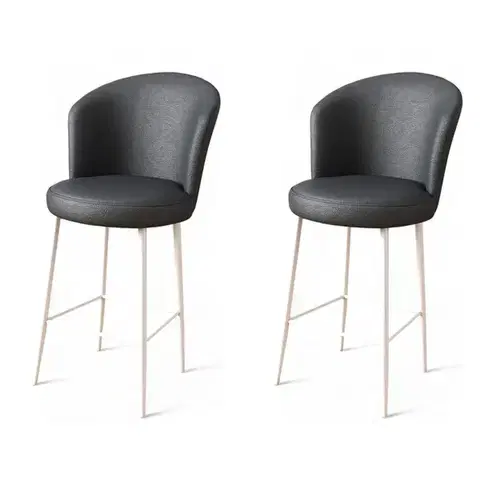 Bar Stool Set (2 Pieces) Uras - Anthracite, White