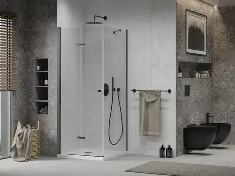 MEXEN/S Lima sprchový kout 80x80, transparent, černá + bílá vanička se sifonem 856-080-080-70-00-4010B