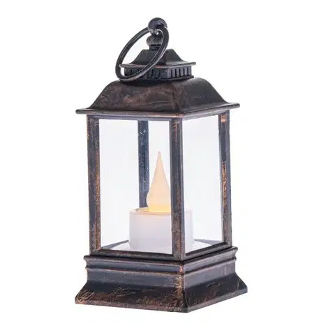 Lucerna s LED svíčkou Cremona bronzová, 6 x 13 cm