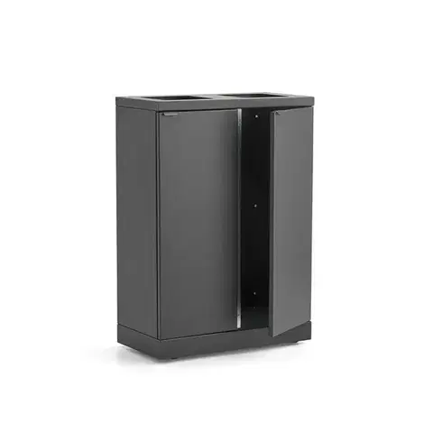 Skříňka na tříděný odpad BICA, 2 sekce , 2x otevřený vhoz, 2x65 l, antracit