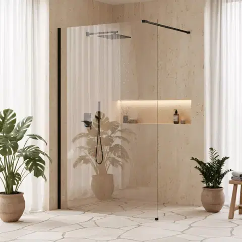 REA/S Sprchová zástěna Flexi Transparent / Black 80 KPL-K99167