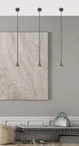 Závěsná lampa Tucson Ledea šedá, dlouhá