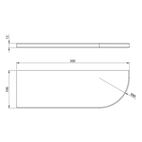 SAPHO ABELINE rohová police rockstone 300x100mm, excentrická, bílá mat AE300-0101