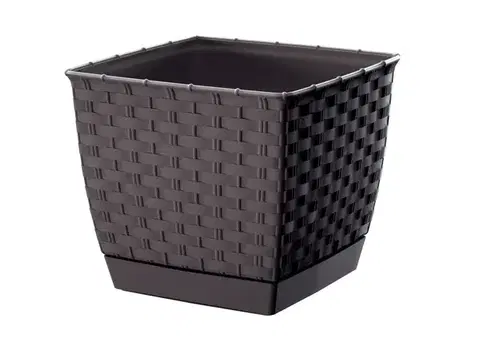 Prosperplast Květináč Ratolla Square umbra, varianta 19 cm