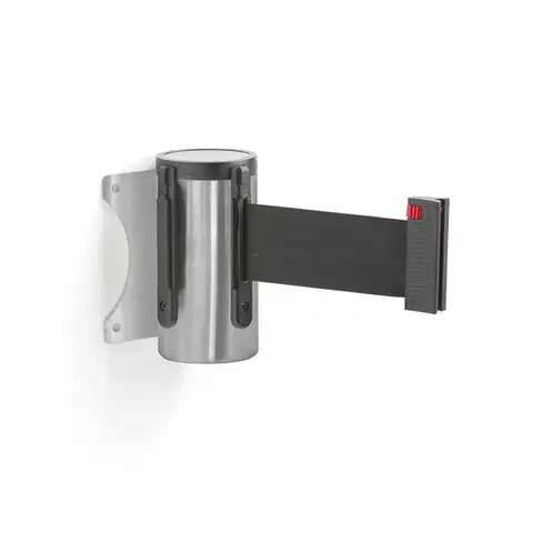 Zahrazovací pás BUFFER, 2300 mm, nástěnná kazeta, broušená ocel, černý pás