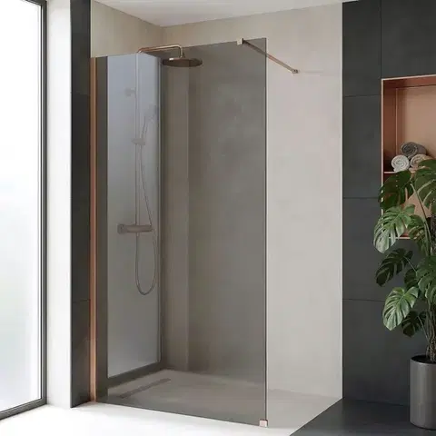 REA/S Sprchová zástěna Flexi Grey / Brush Copper 140 KPL-K99380