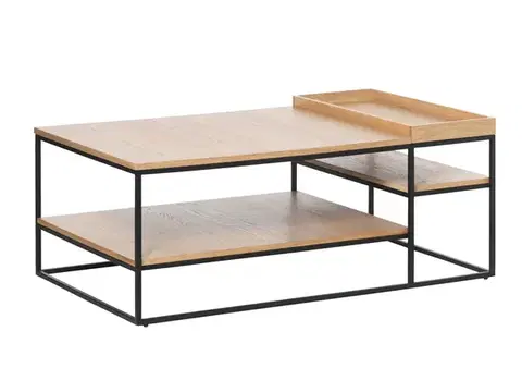 Estila Konferenční stolek Soldo, světlý dub/černý kov, 120 cm