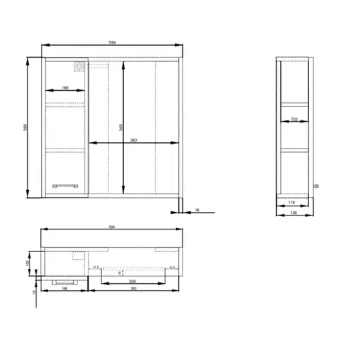 AQUALINE ZOJA/KERAMIA FRESH STRIP galerka s LED osvětlením, 60x60x14cm, levá, bílá 45021S