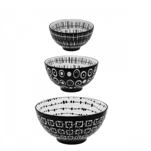 Set misek na cereálie 3 ks - Basic Dots Black - 490831