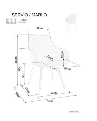 Signal Otočné jídelní křeslo Servio Brego šedé/černé